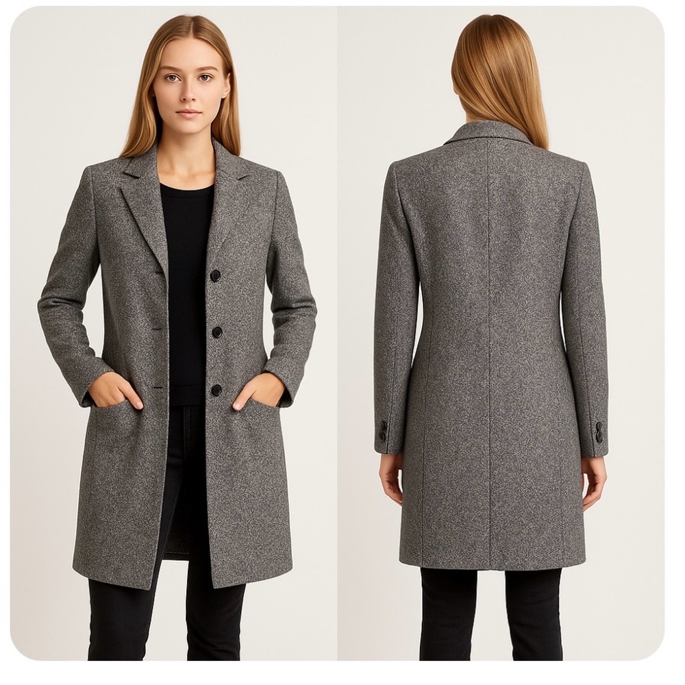Loft Coat Wool Silk Blend Gray Women’s Size 8 Career Outerwear